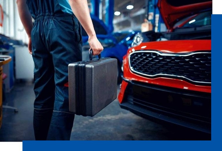 Briefcase In front of car